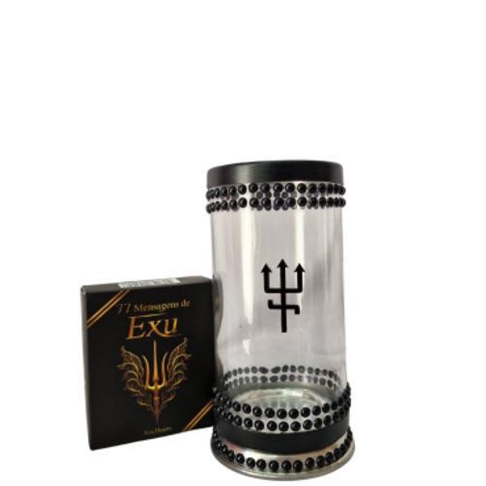 Kit Box Exu + Porta Vela Vidro Exu Tridente Preto
