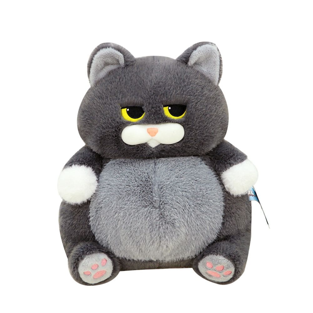 Brinquedo de pelúcia Cute Chubby Grey Cat Stuffed Cartoon Kitty 35 cm