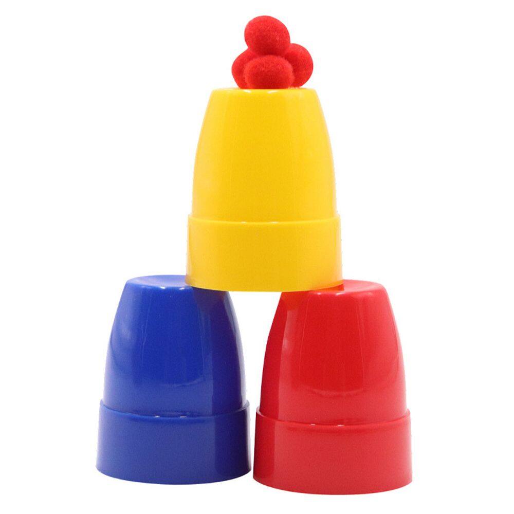 Conjunto de truques de copos e bolas mágicas com três copos e bolas