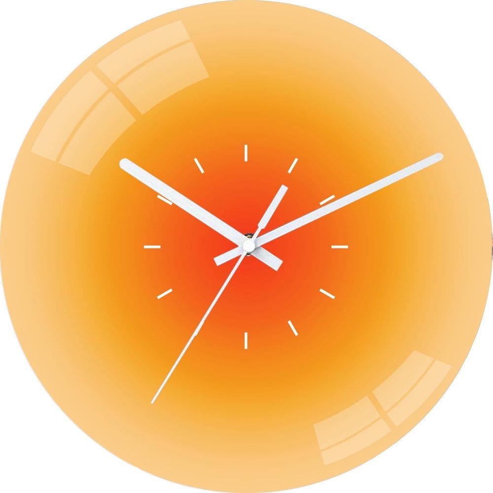 Relógio de parede Modern Gradient Sunset 30cm em vidro temperado