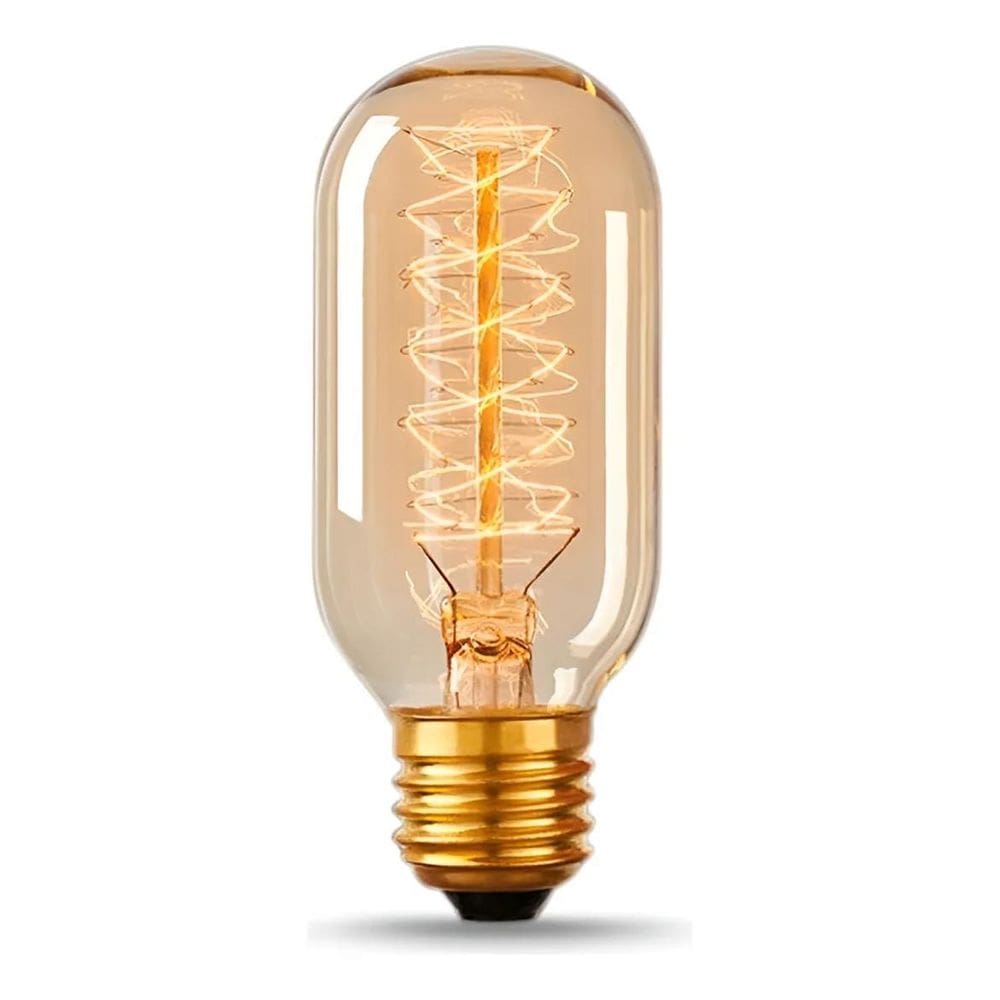 2X 3 Peças Lampada Retro Vintage T45 40W Filamento De Carbon