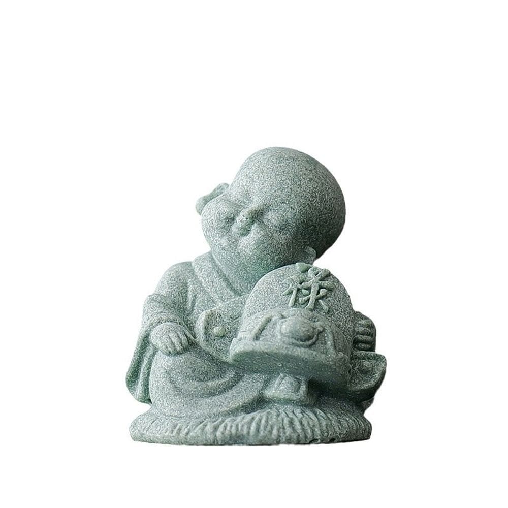 Escultura Stone Monk Figure Blessing Longevity 7x6x8cm