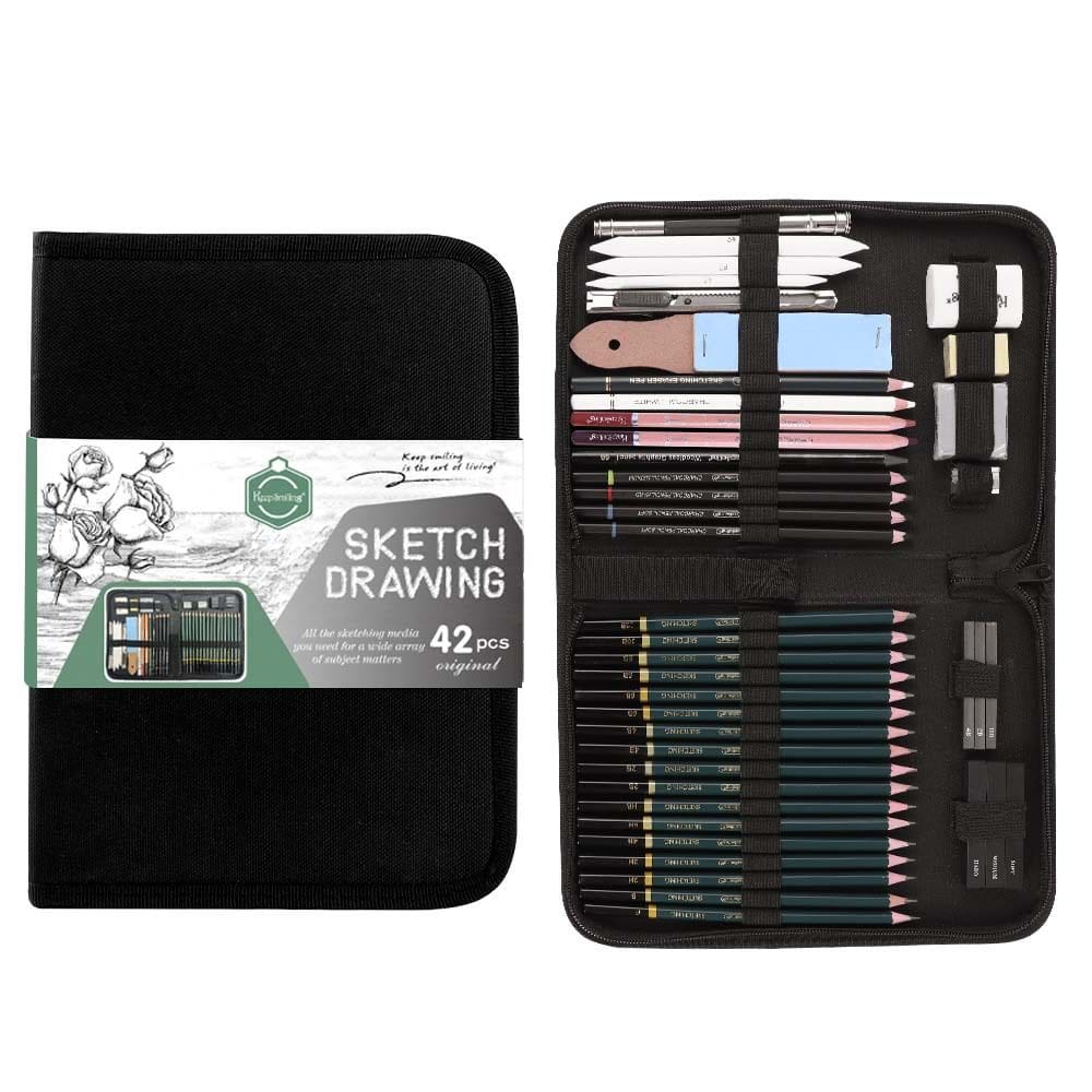 Conjunto de desenho de esboço, 35 unidades com lápis de grafite e caderno de desenho