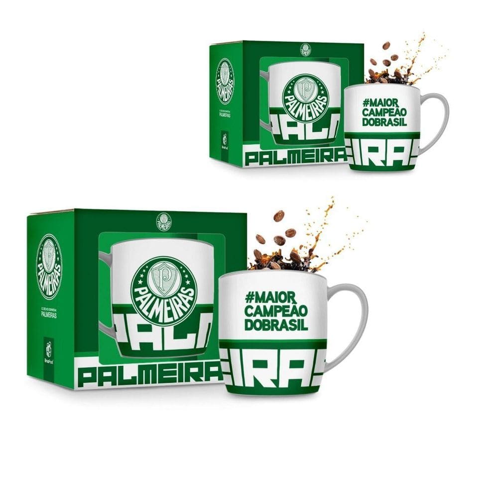 Kit 2 Canecas Xícara Porcelana Premium Branca Urban 300Ml