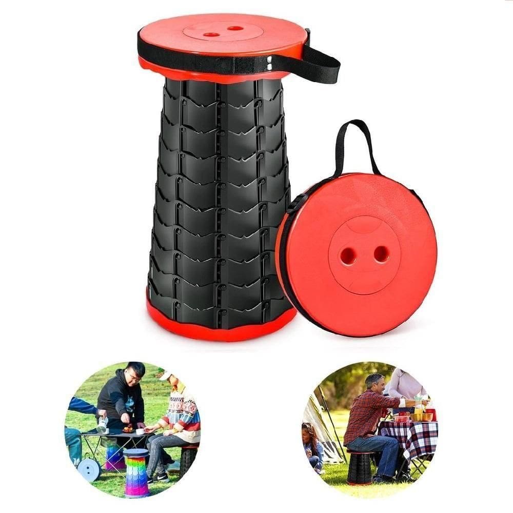 Banqueta Telescopica Dobravel Alca Pratica Para Pesca Praia Fila Show Acampamento Bolsa Portatil Vermelha
