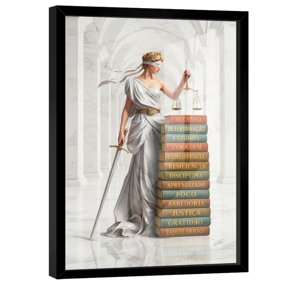 Quadro Decorativo Deusa da Justiça Livros