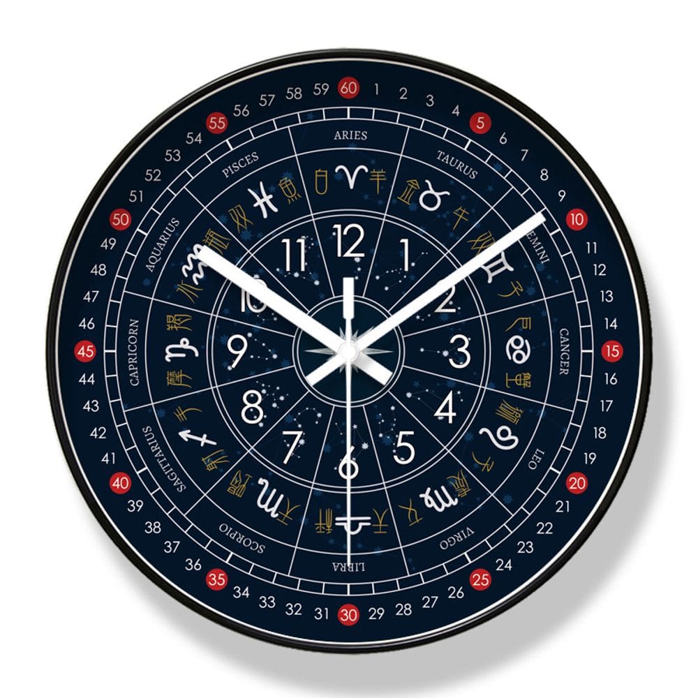 Relógio de parede, zodíaco chinês, relógio de quartzo silencioso de 30 cm