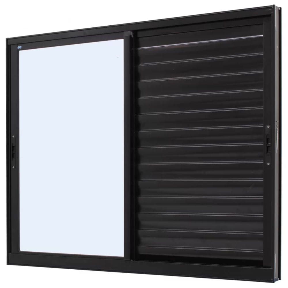 Janela Veneziana Caribe 3 Folhas 1,20x1,00m Preta - 1006-5664 - JAP