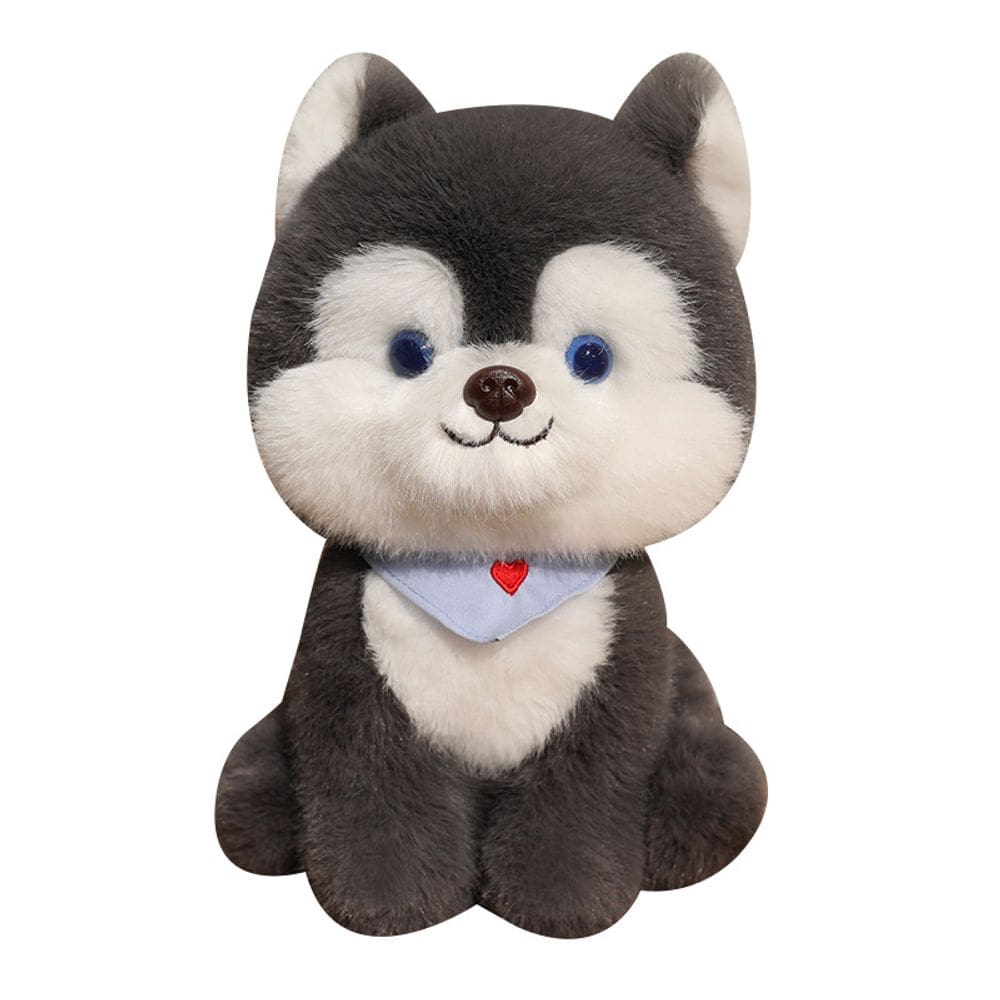 Brinquedo de pelúcia Cachorro de desenho animado fofo Husky com bandana de 35 cm