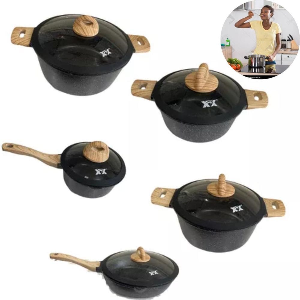 Conjunto Panelas Cerâmica Elegante Cor Preta Presente Natal