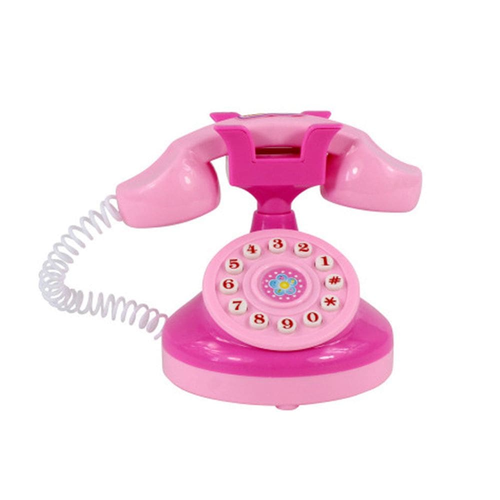 Móveis de casa de bonecas em miniatura, telefone retrô, rosa, 10,5 cm