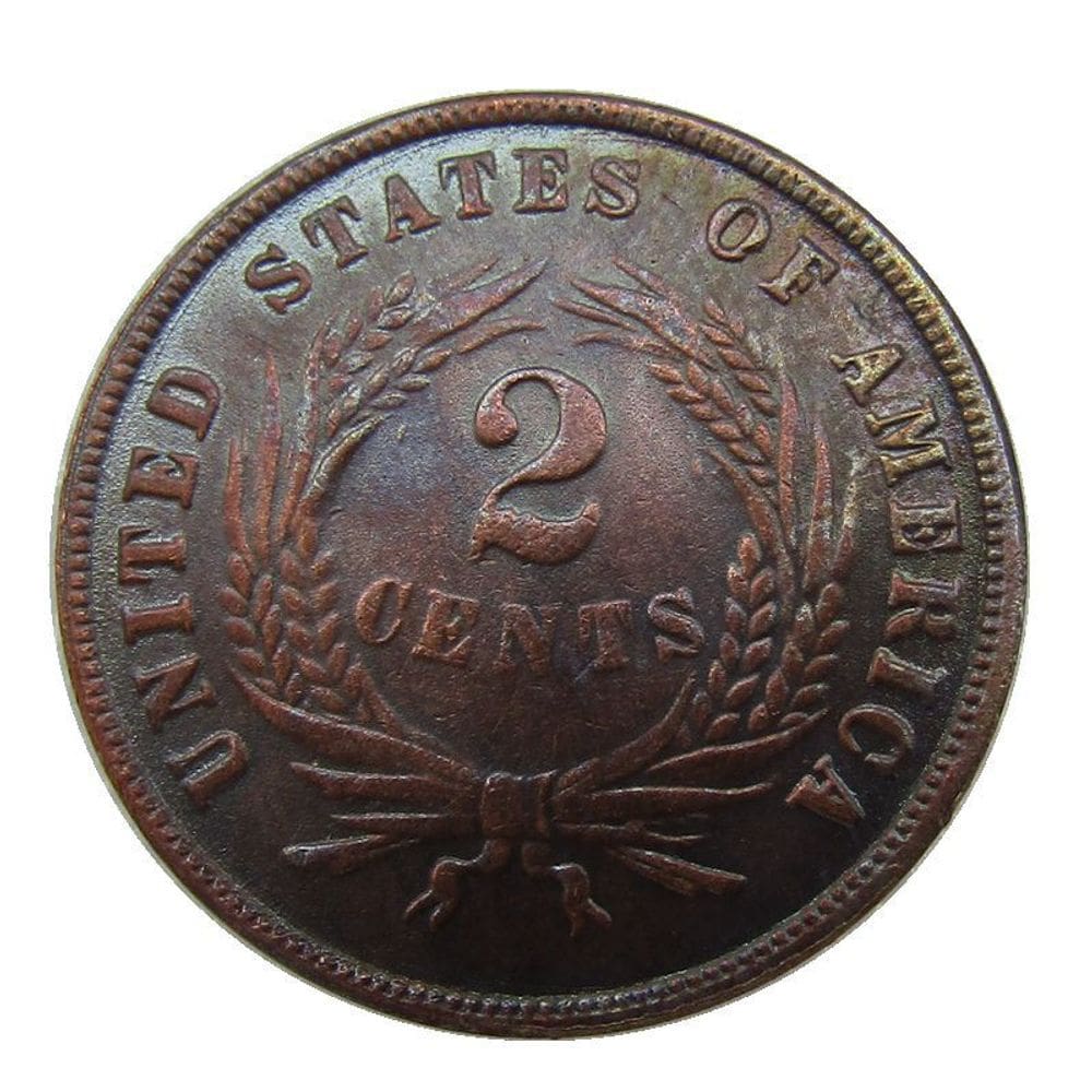 Moeda de 2 centavos comemorativa de 1864-1873 de cobre americano 35g 3,8 cm