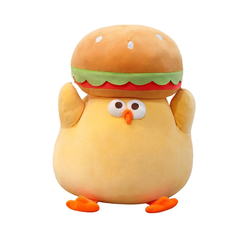 Boneca de brinquedo de pelúcia Funny Hamburger Chicken 18 cm, recheada macia
