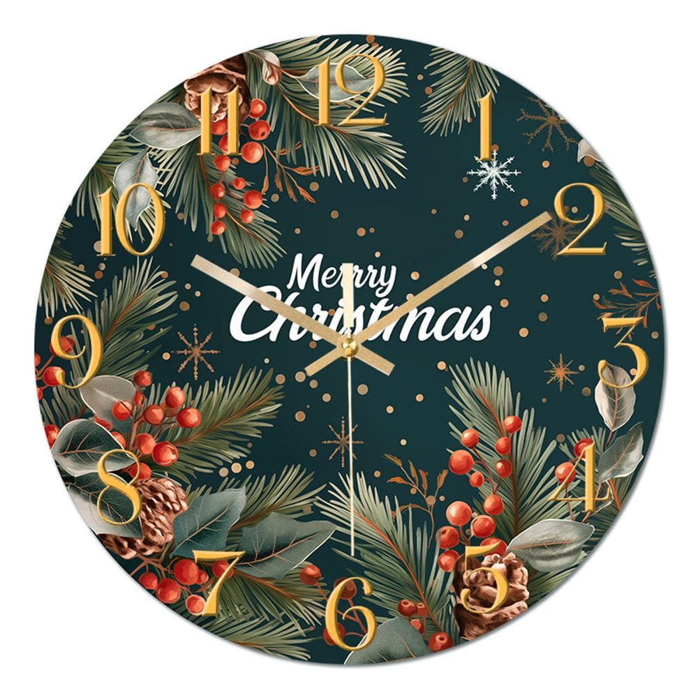 Relógio de parede Natal Feliz Natal 30cm de vidro