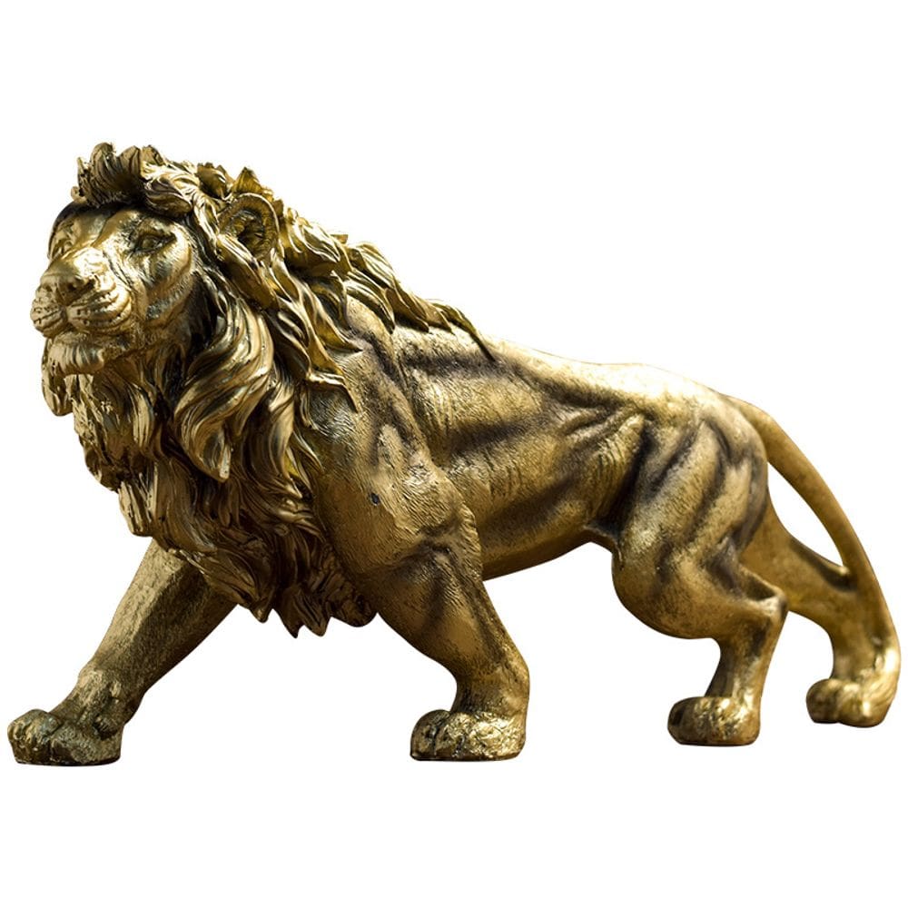 Escultura Majestic Lion em resina tradicional de estilo chinês 39 cm