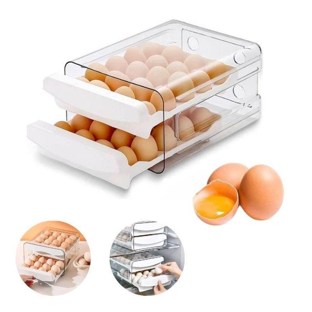Porta Ovos Branco/Transparente Capacidade Para 32 Unidades