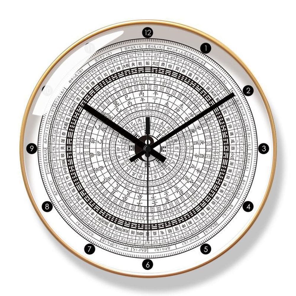 Relógio de parede Yin Yang Bagua Relógio de quartzo silencioso de 30 cm