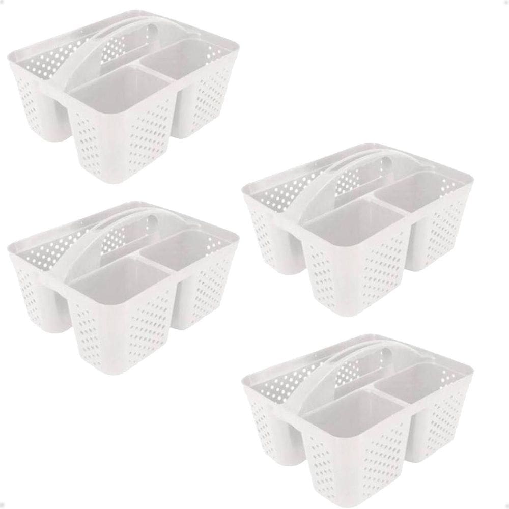 Kit 4 Cesto Cestinha Organizadora Multiuso Com Alça Branco