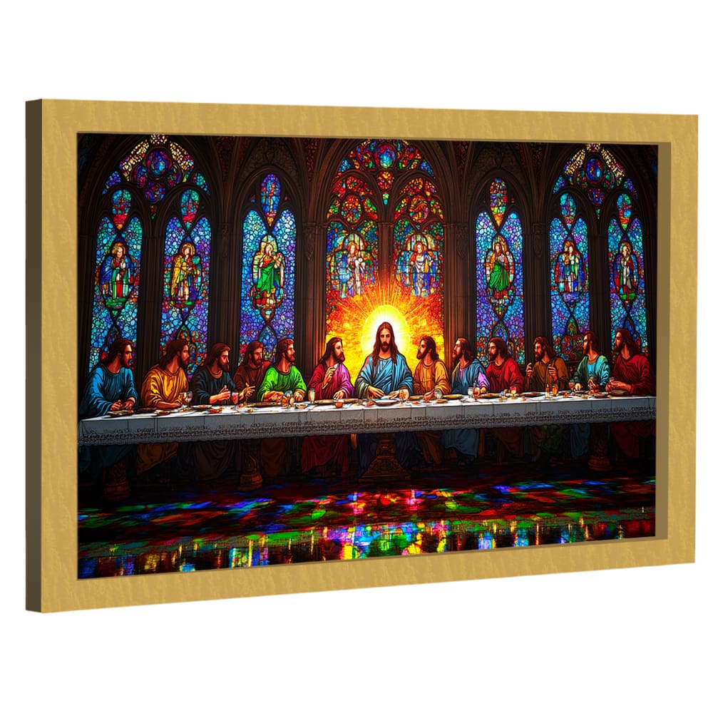 Quadro Decorativo Santa Ceia Estilo Vitral