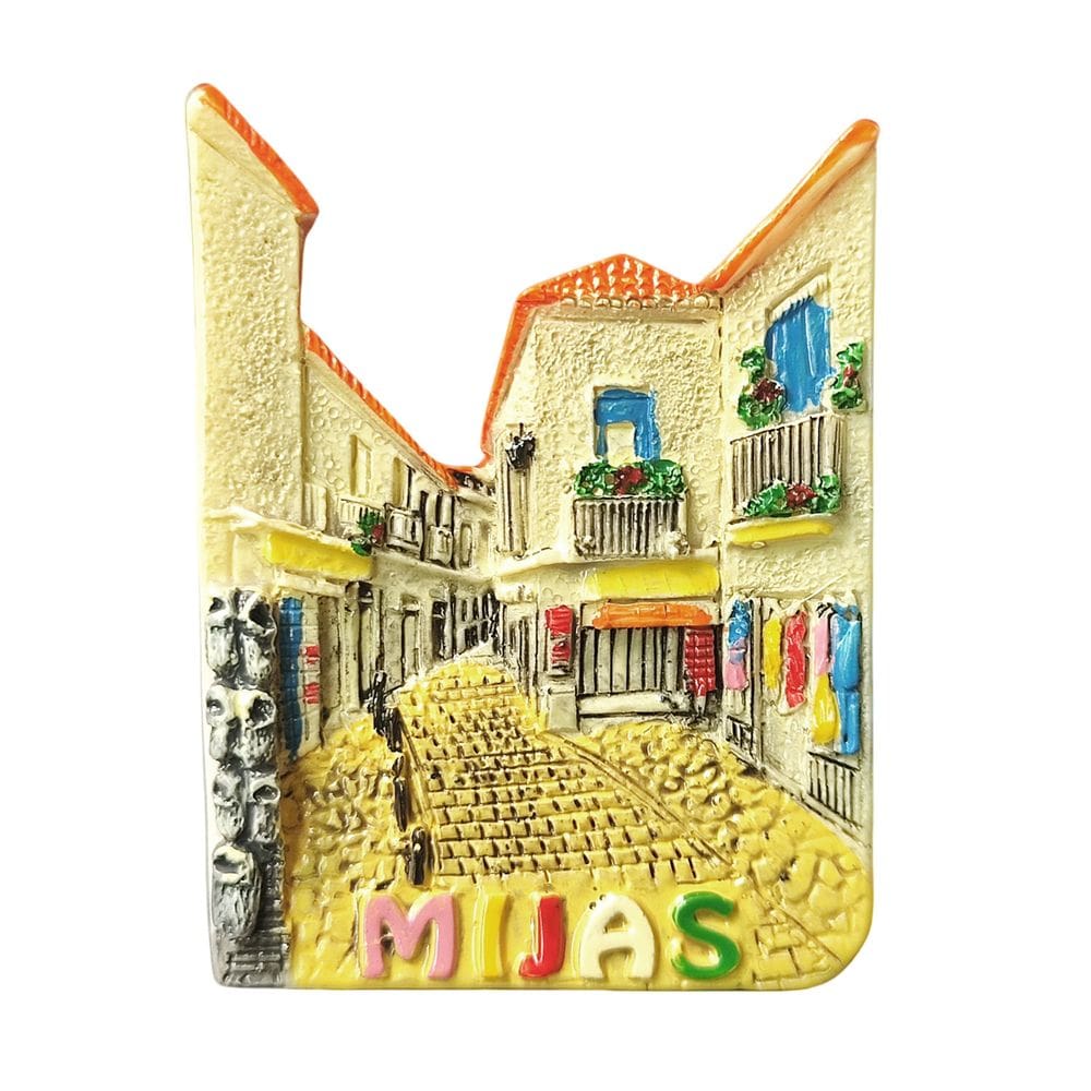 Ímã de geladeira Mijas Spain 3D Resin Colorful Painted Village