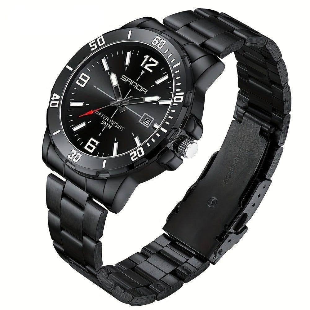 Relógio De Aço Inoxidável Impermeável Sanda 3265 à Prova D`água Preto