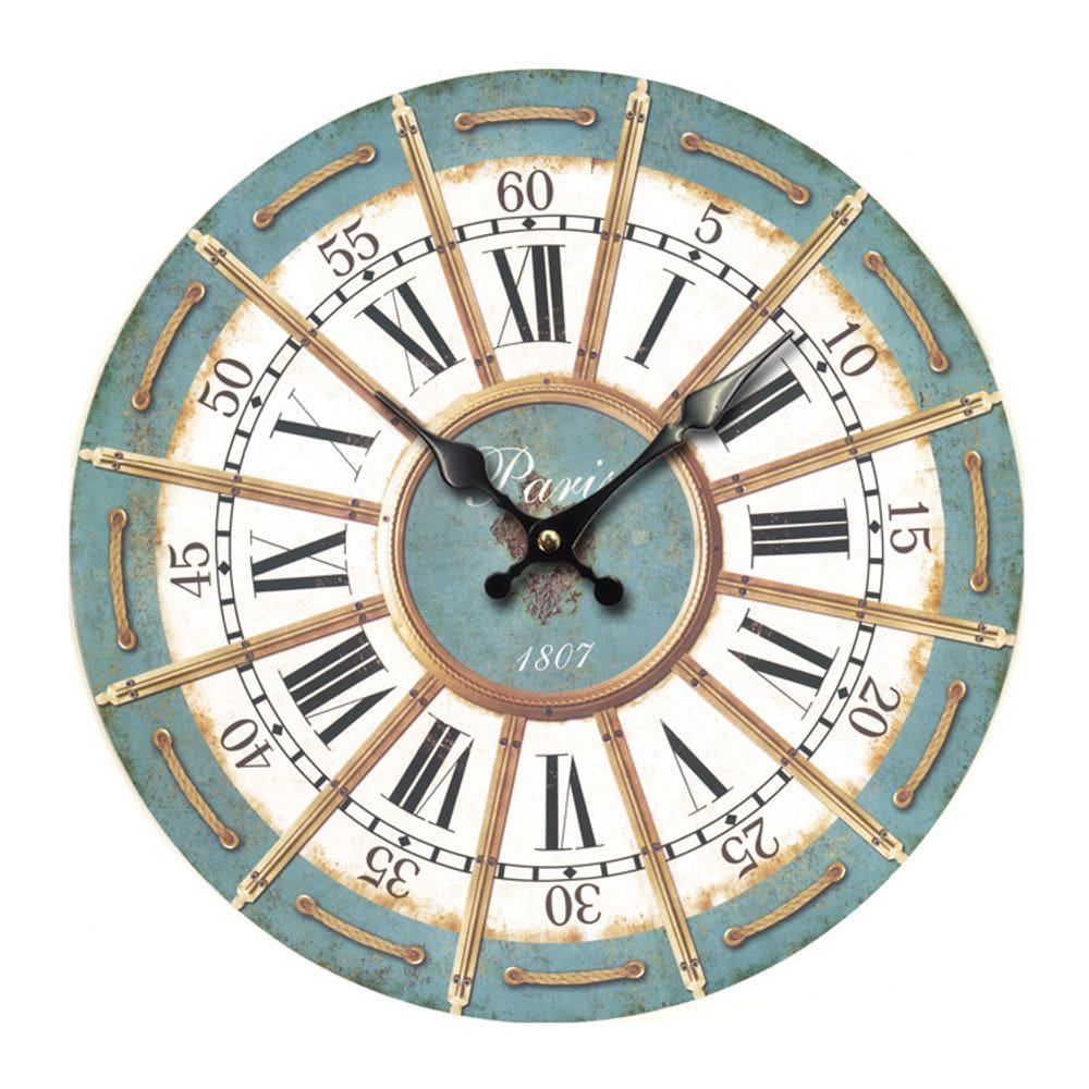 Relógio de parede vintage parisiense 30x47cm com moldura de madeira Retro R