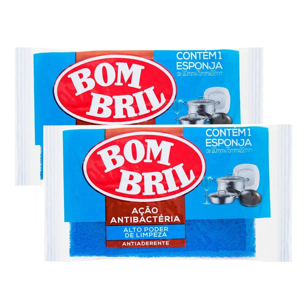 Kit 2 Esponja de Limpeza Azul Antiaderente Bombril 1 unidade