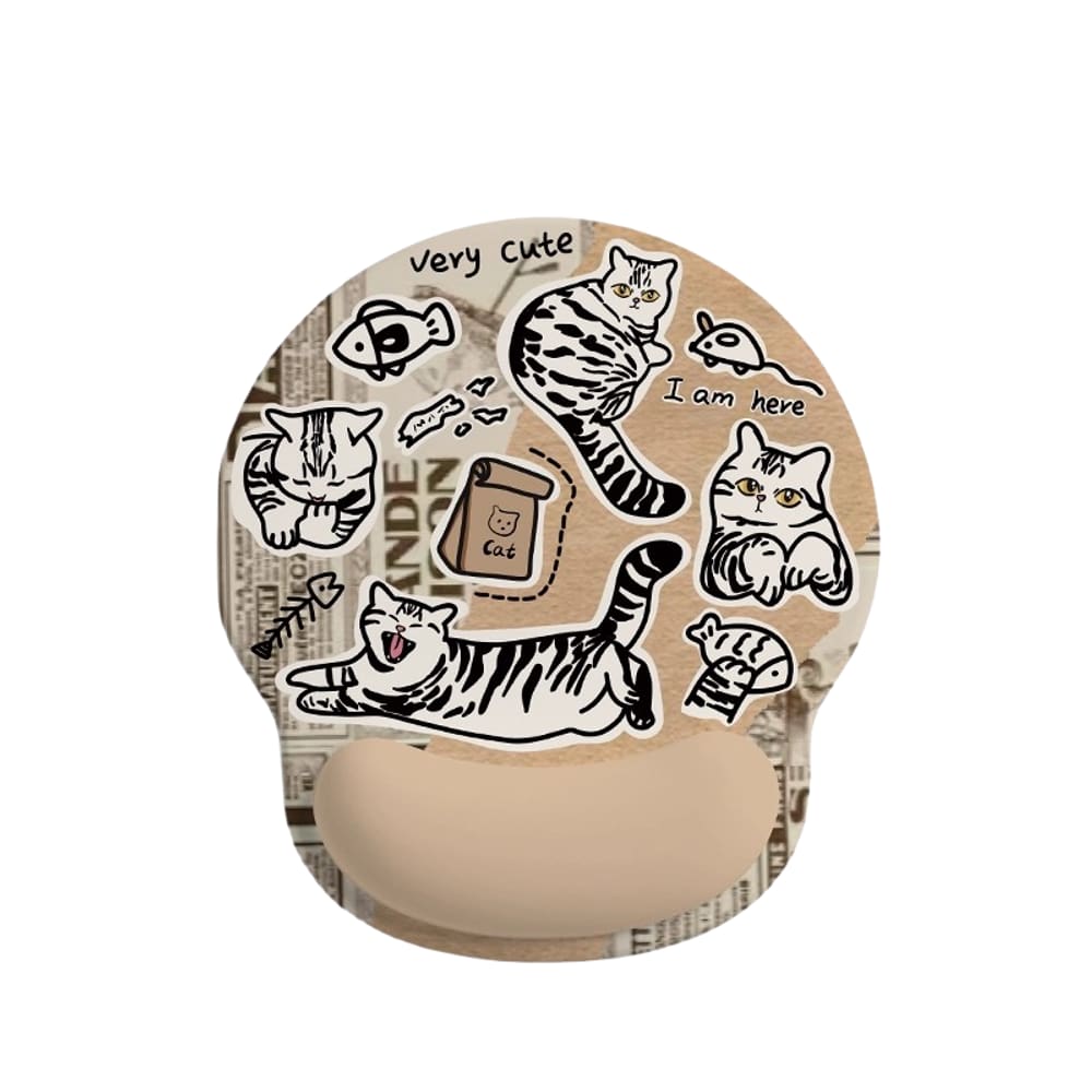 Mouse Pad com design de jornal Cute Cat com apoio de pulso 215x185mm