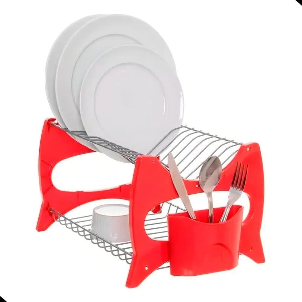 2X Escorredor De 13 Pratos Duplo Com Porta Talher E Copos Co