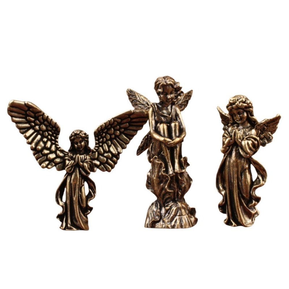 Conjunto de estátuas: estatueta Bronze Angel Small Guardian x3