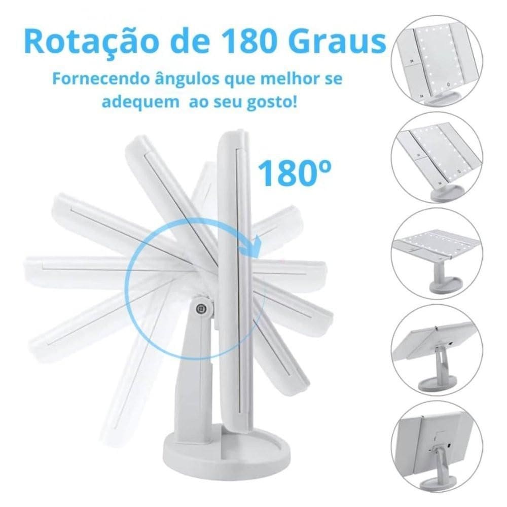 Espelho De Maquiagem Dobrável Triplo Com Iluminação Led
