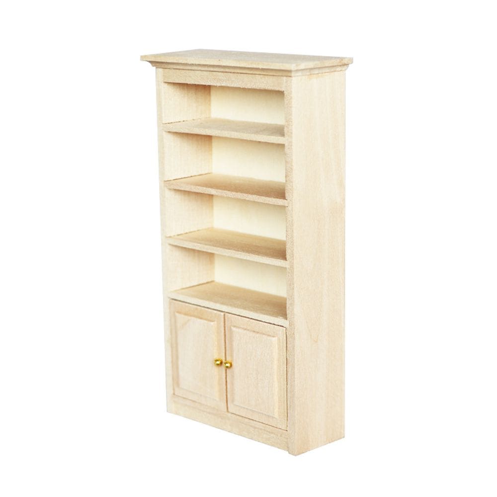 Armário de madeira Dollhouse 1:12 em miniatura - armazenamento de 5 prateleiras