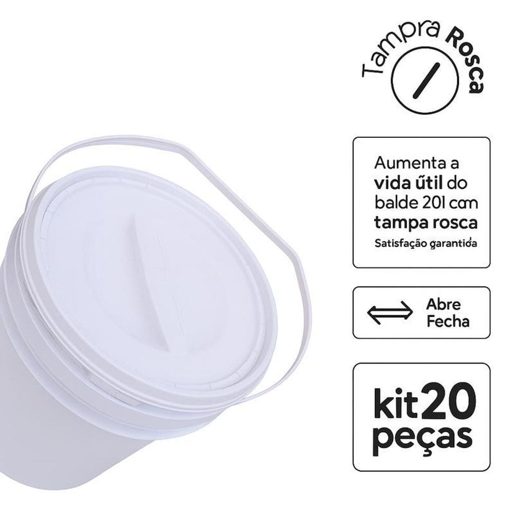 Balde Para Decoração De Mesa 20 L E Tampa Rosca - Kit 20 Pçs