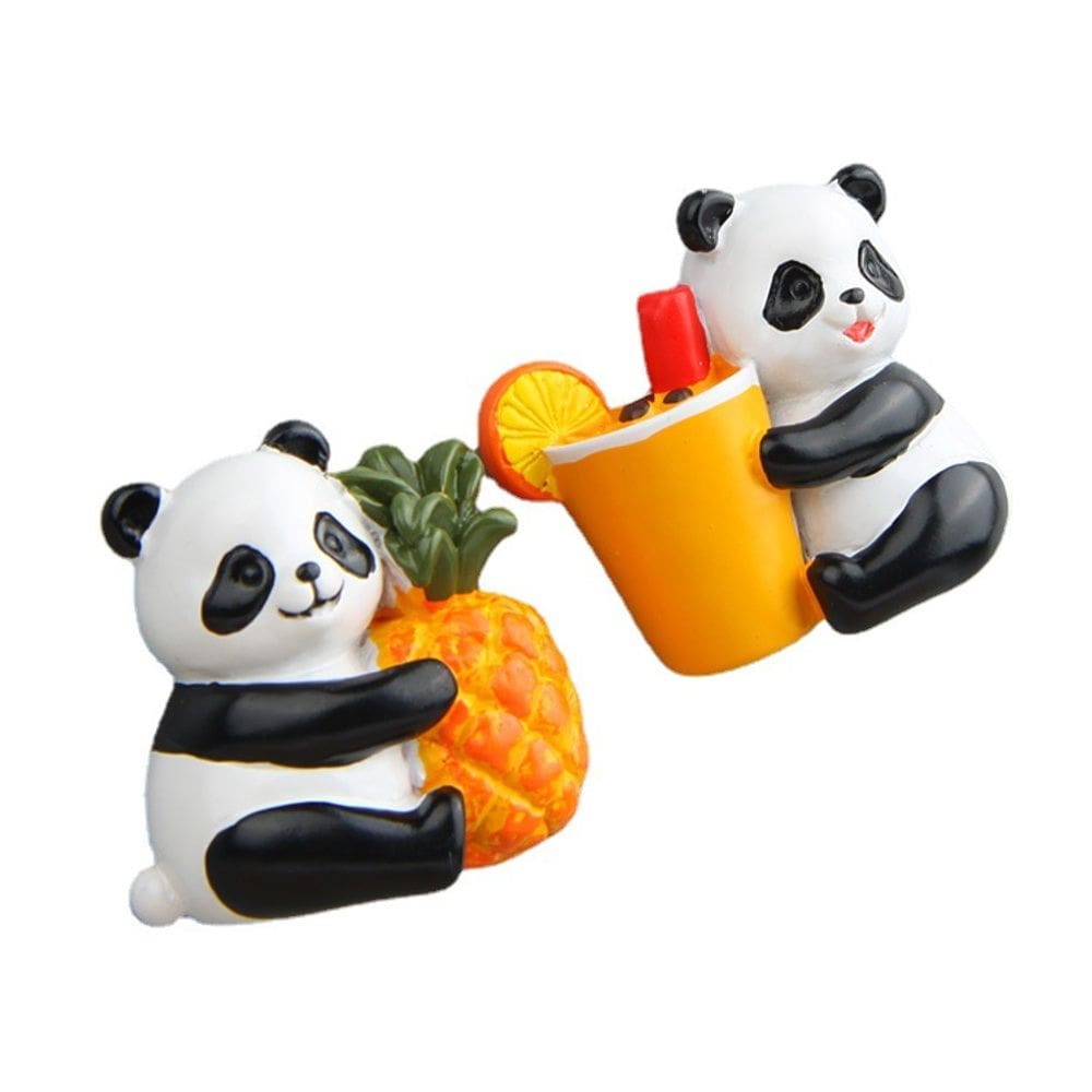 Ímãs de geladeira, 2 peças de resina 3D da série Cute Panda Fruit