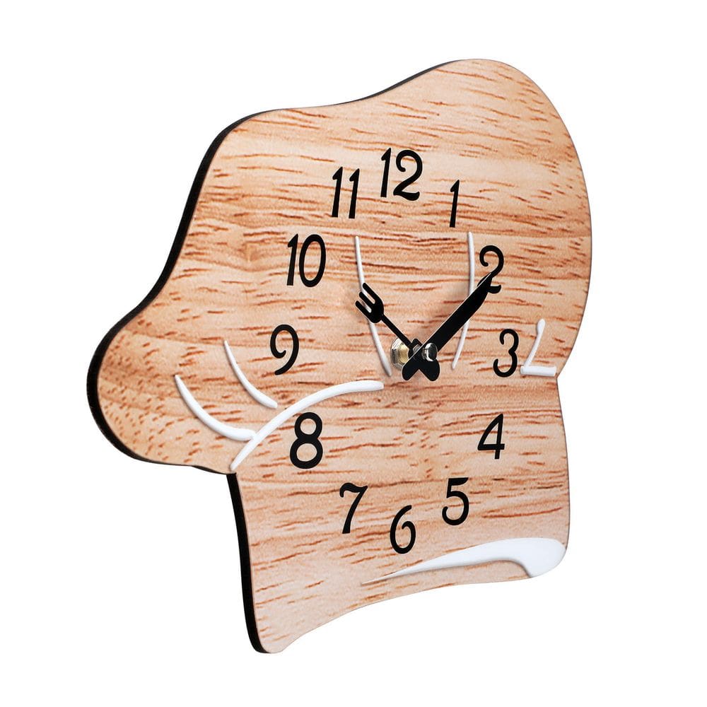 Relógio de parede em forma de chapéu de chef silencioso de 30 cm, sem tique-taque