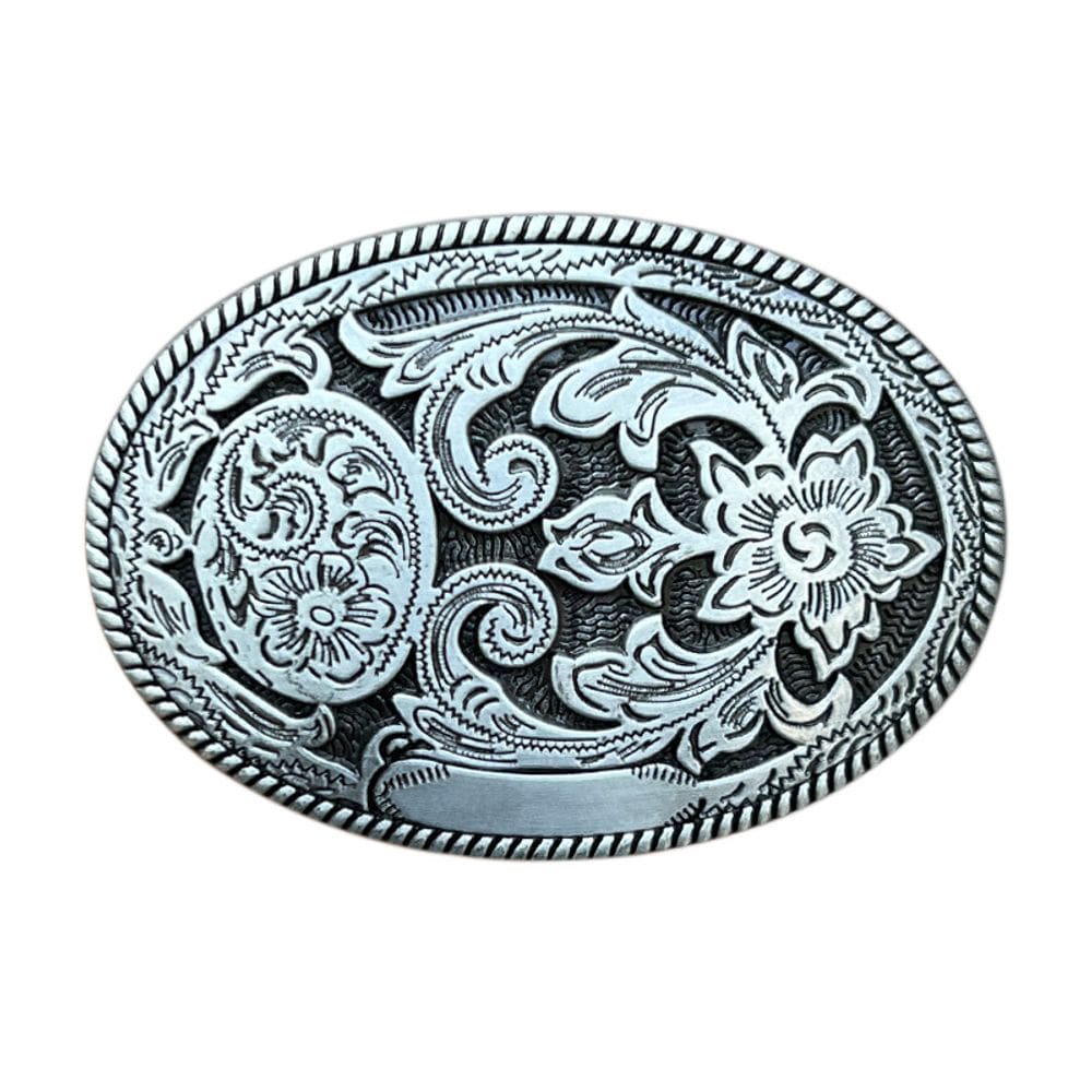 Fivela de cinto vintage floral ocidental em liga de zinco 70g 8x5,6 cm