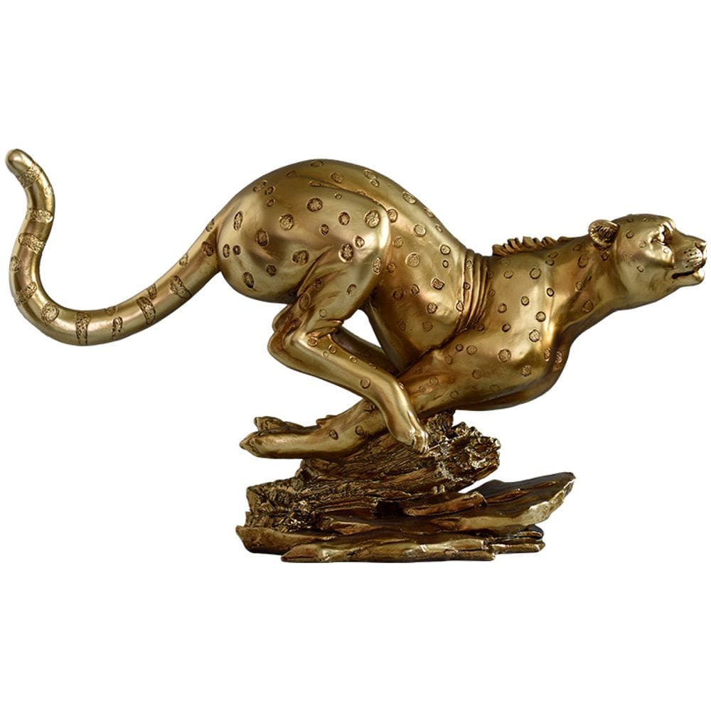 Escultura: estátua de resina de chita dourada, arte animal de luxo, 30,9 cm