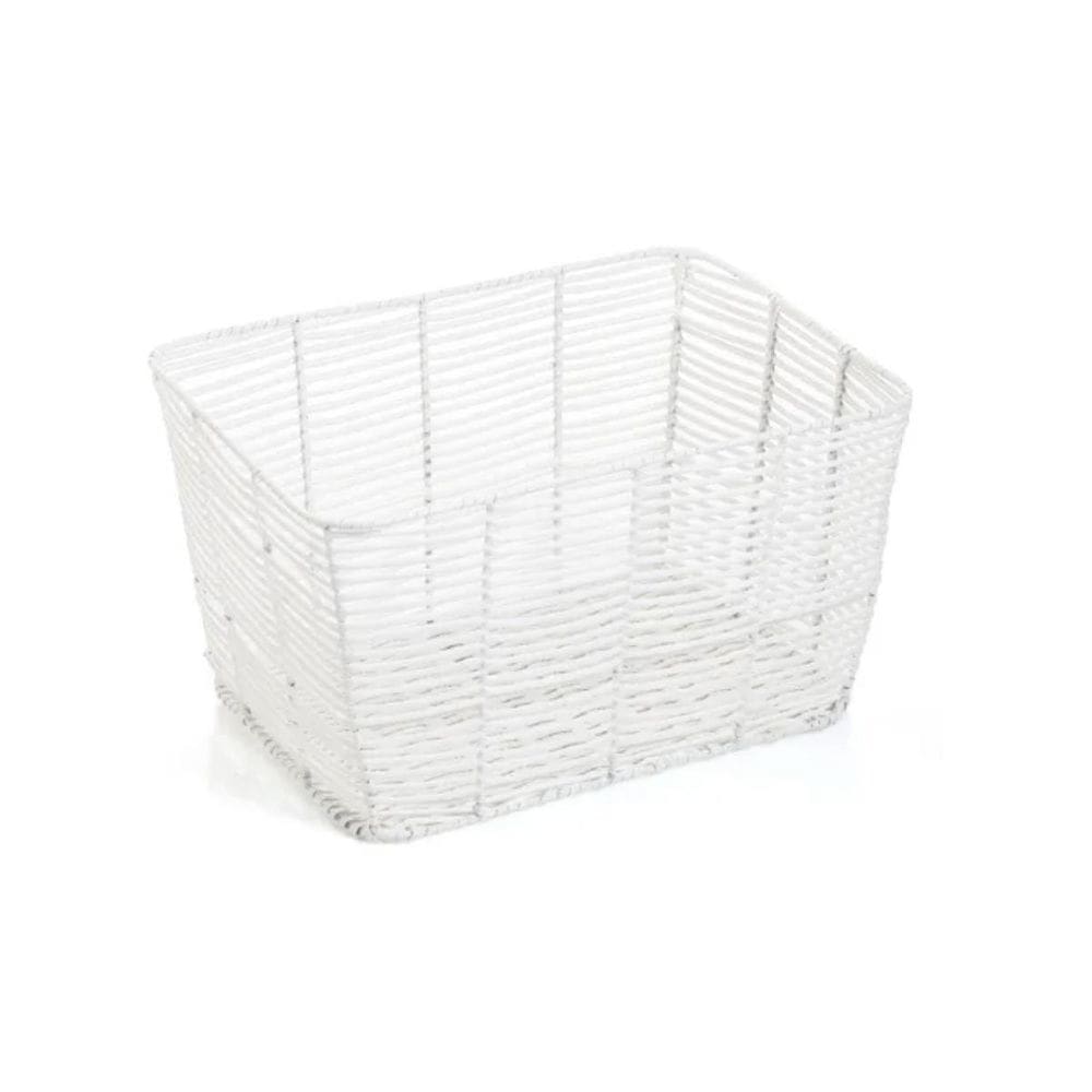 Organizador Retangular 20Cm Textura Rattan - Oikos Branco