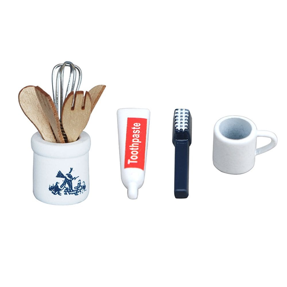 Conjunto de acessórios de cozinha em miniatura em escala 1:12 para casa de bonecas