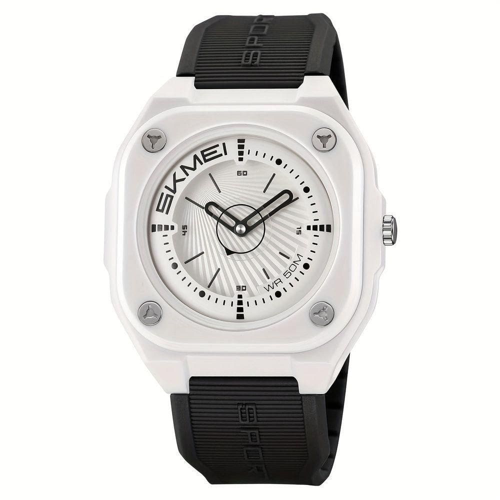 Relógio Masculino Fashion Skmei, Impermeável 50m, Pulseira De Silicone Preto E Branco