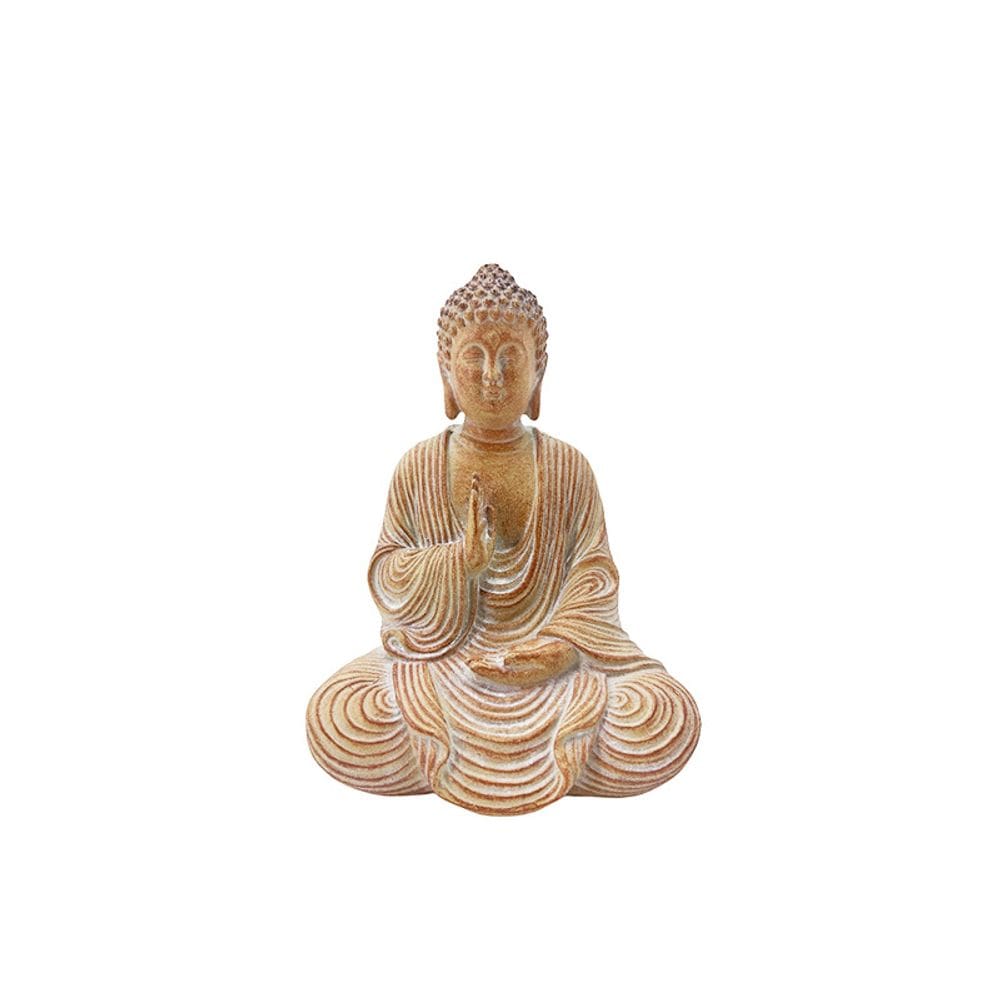 Estatueta de resina Sculpture Zen Buddha de 18 cm criativa em forma de madeira