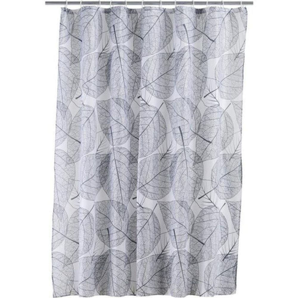 Cortina De Banho Folhas Cinza 180X180 Cm