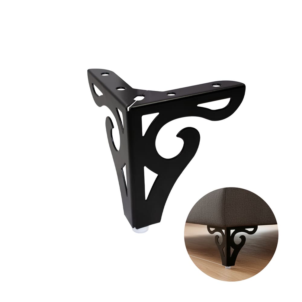 Pé de Aço Fixo Canto de 100mm Preto