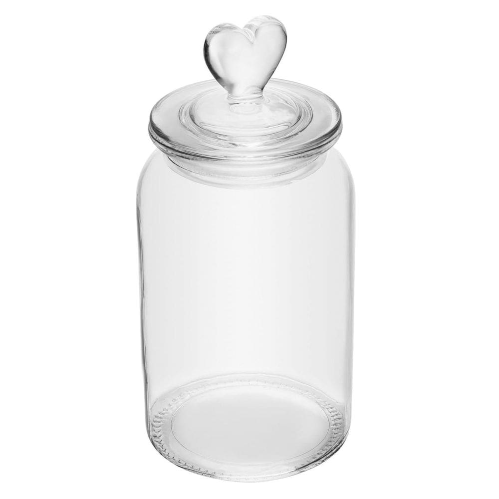 Pote Com Tampa Coração 11Cm X 11Cm X 23Cm Vidro - Lyor
