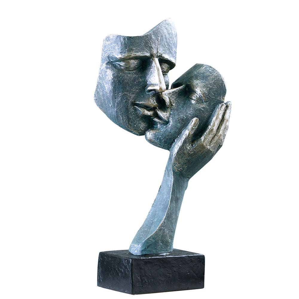 Escultura: Silêncio é dourado, abstrato, amor, casal romântico