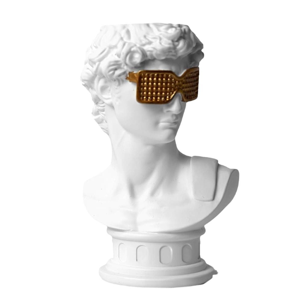 Estatueta de resina David Bust Statue com óculos de sol de 16 cm de altura