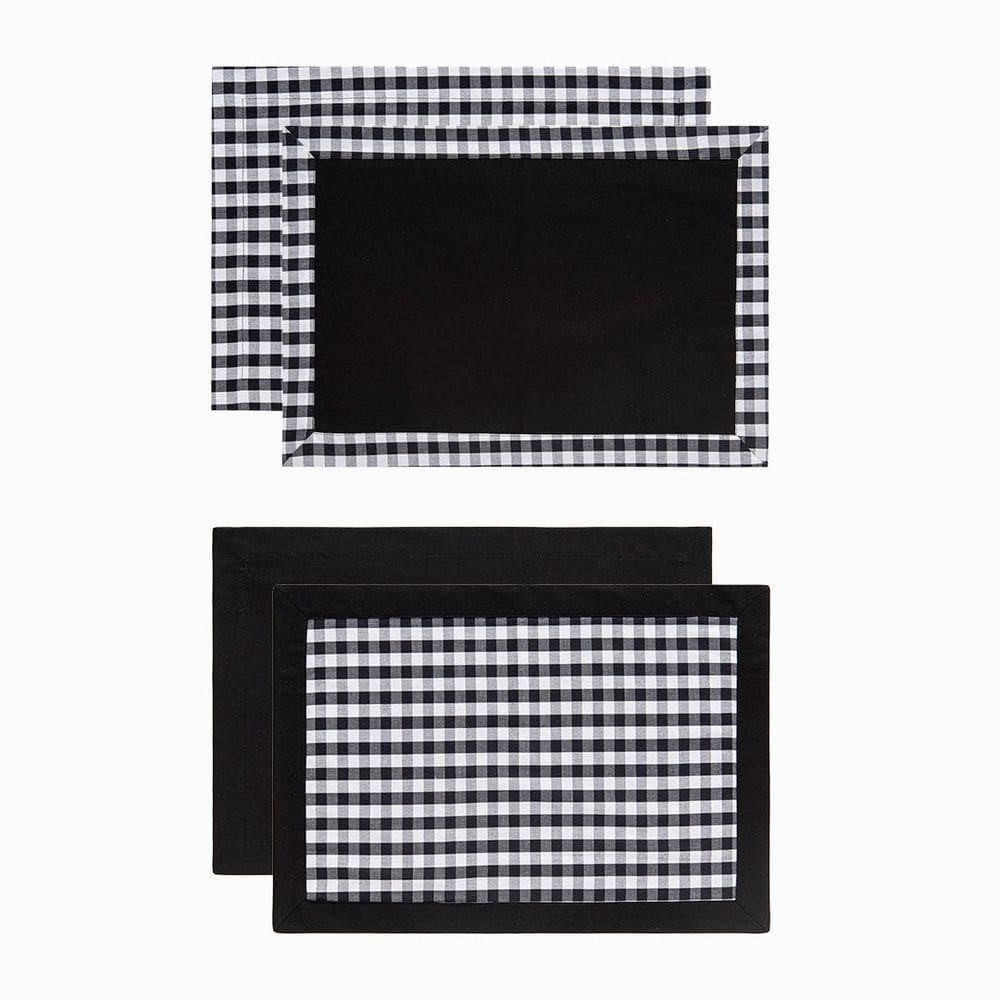 Jogo Americano Copa E Cia 2 Peças Dupla Face Xadrez Preto E Branco