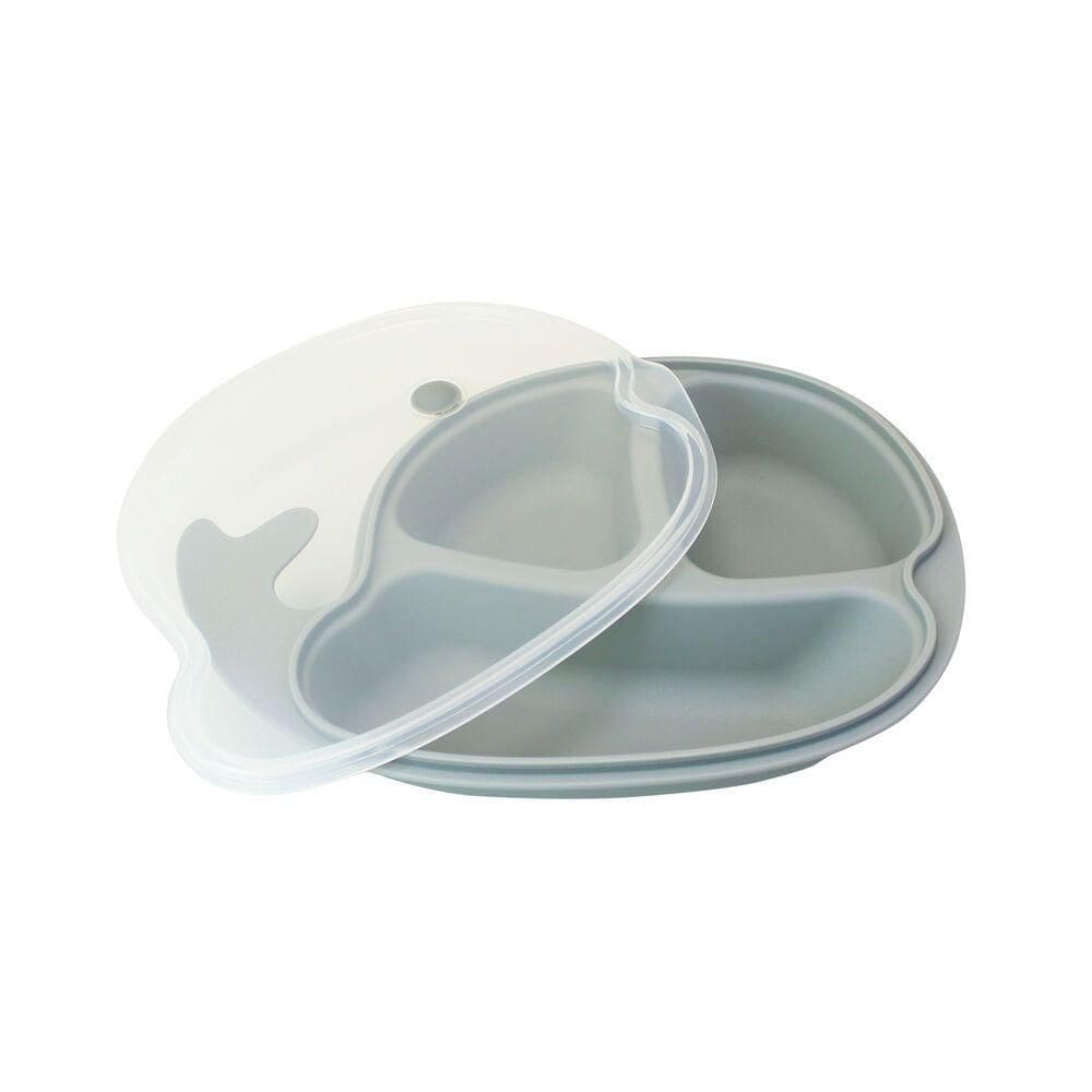 Prato Dividido Infantil Baleia Cinza - Refeições Divertidas E Práticas Para Seu Bebê