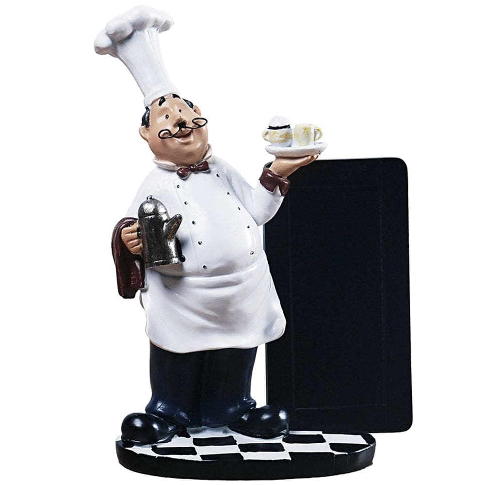 Figurine Chef Creative Resin Sculpture com quadro de mensagens