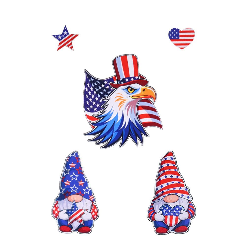 Conjunto de ímãs de geladeira USA Flag Eagle and Gnome x5 3D poliéster